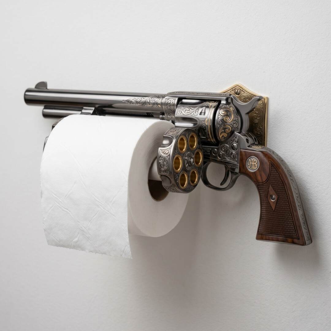 🔫 Revolver Toilet Paper Roll Holder Wall Mount