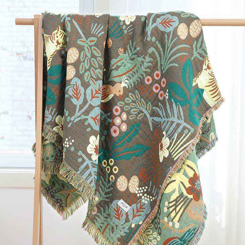 Forest Tiger Reversible Pattern Gauze Blanket