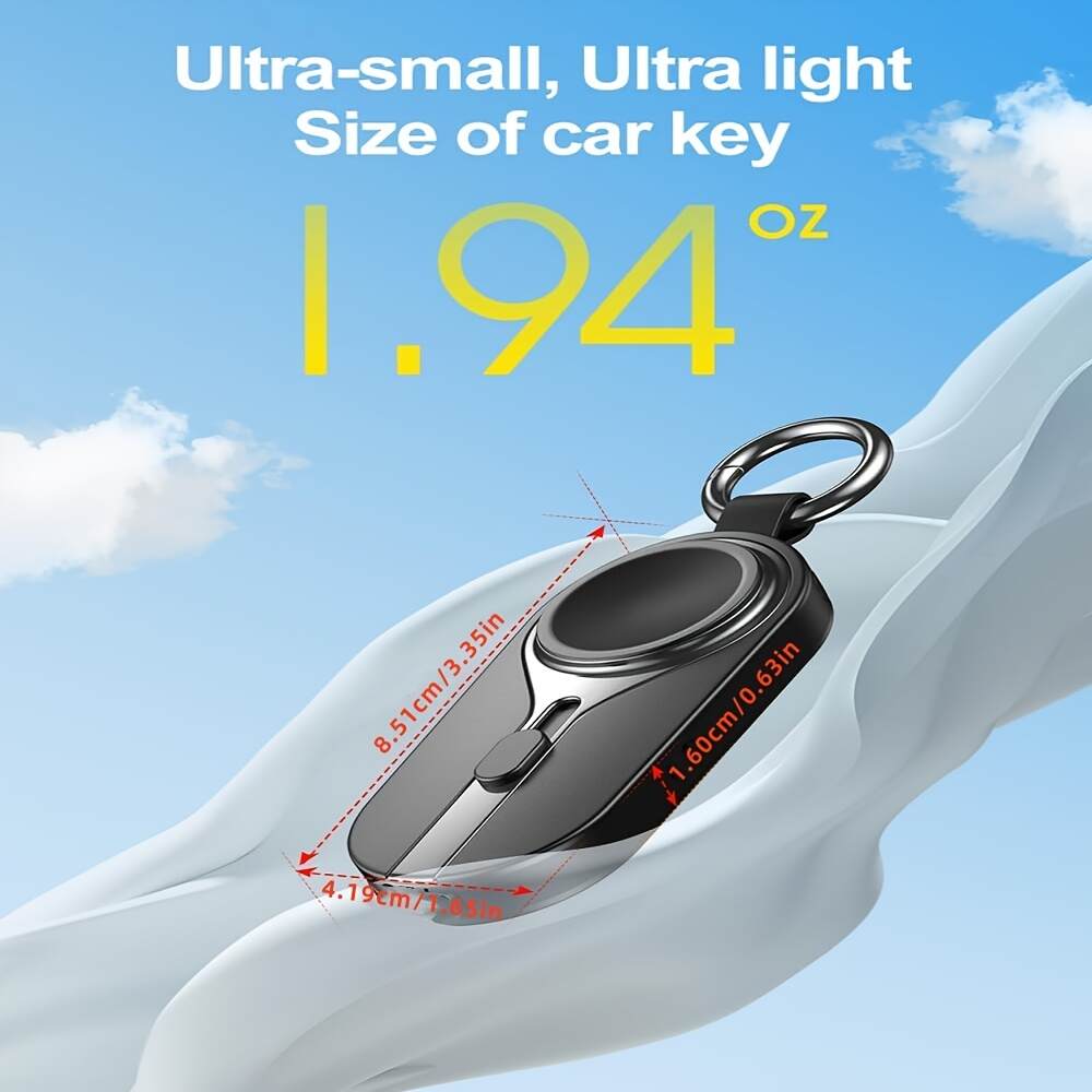 Mini Wireless Portable Charger For Apple Watch, Magnetic For IWatch Charger 2000mAh Power Bank 3 In 1 Keychain Charger With Plug, For IPhone/Airpod/iWatch, (for Ipone Or Type C Port), Creative Gifts, Emergency Power Bank For Travel, Black