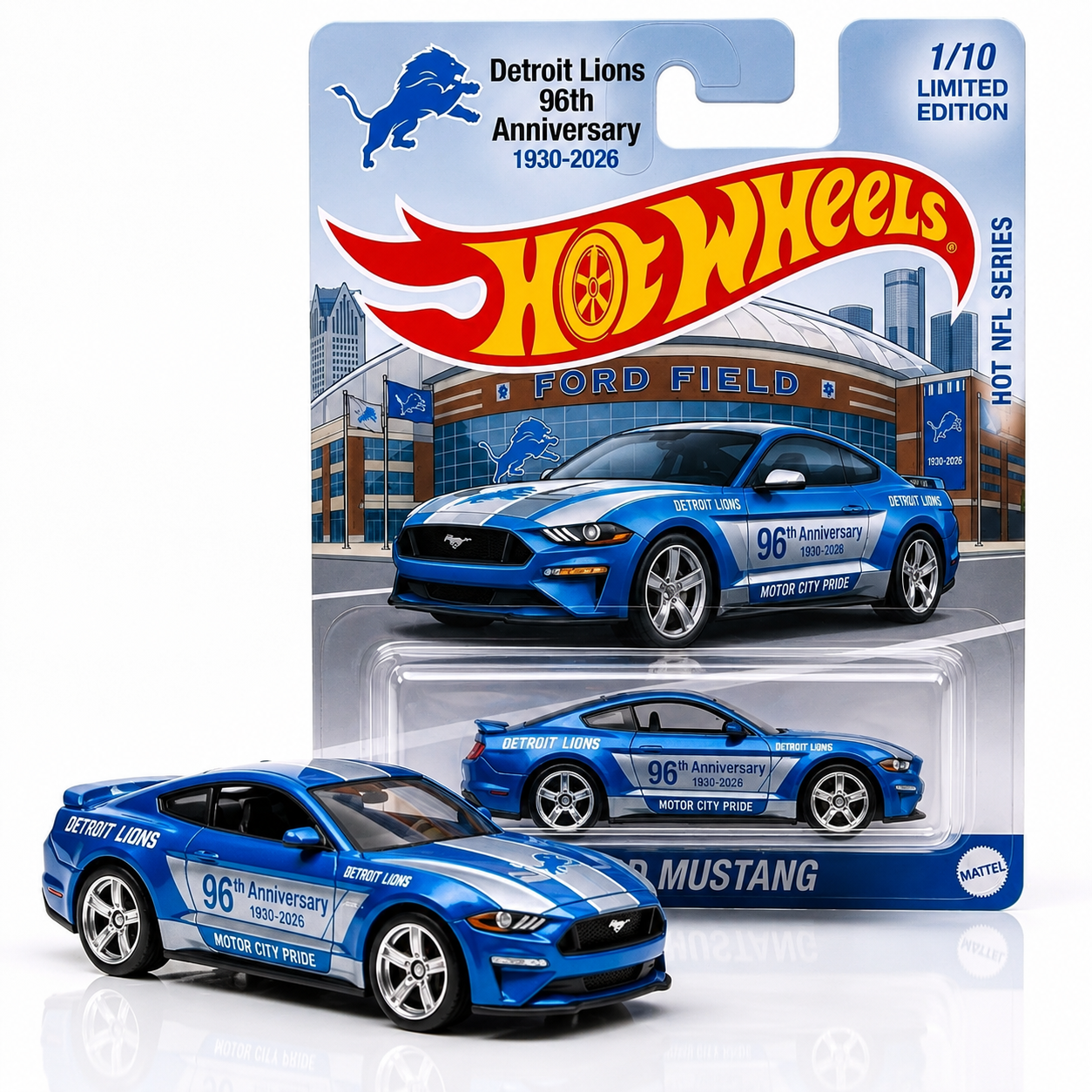 Hot Wheels Detroit Lions 96th Anniversary Ford Mustang