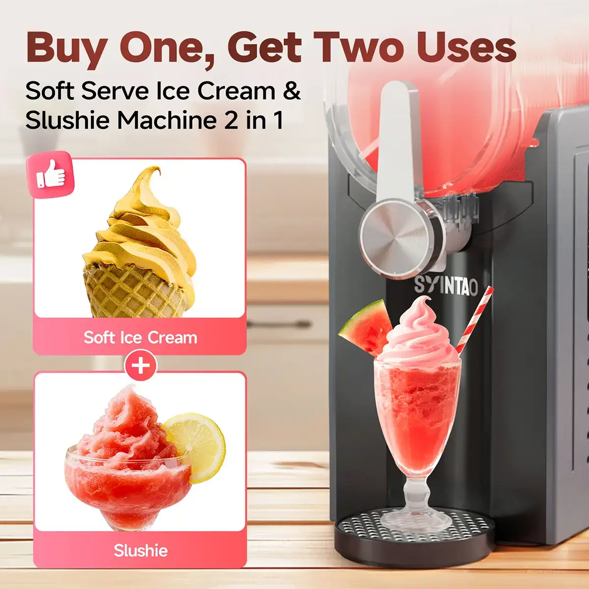 Always Ready! 6-in-1 Easy Clean ice cream maker (No Ice Required) | Multifunctional Portable Blender for Perfect Frozen Drinks & Shakes & ice cream & Margaritas Ice Crusher Machine