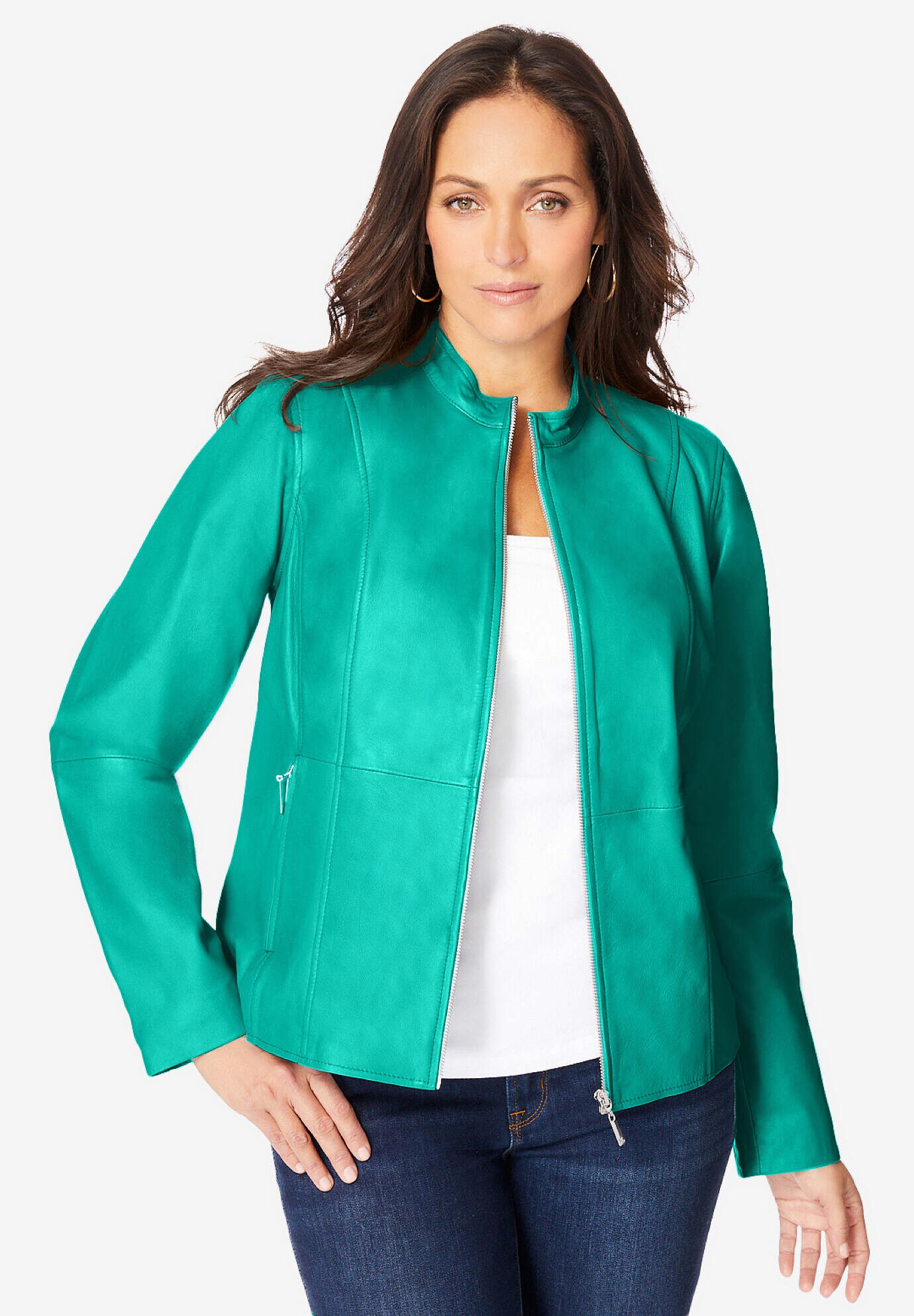 Zip Front Leather Jacket