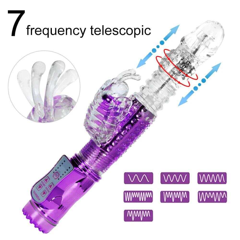 Telescopic G-Spot Rabbit Vibrator – Clit & Vaginal Massager