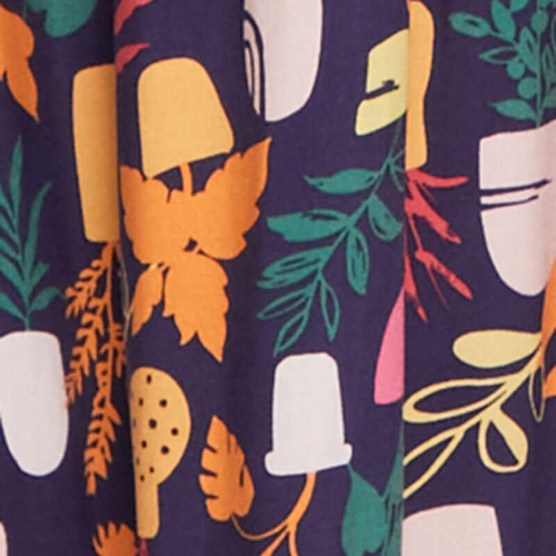 Plus Size House Plant Print Tiered Maxi Dress