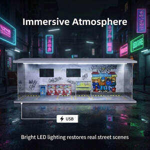 1:64 Scale Urban Graffiti Parking Diorama Display Case – Street Style Scene for Diecast Cars