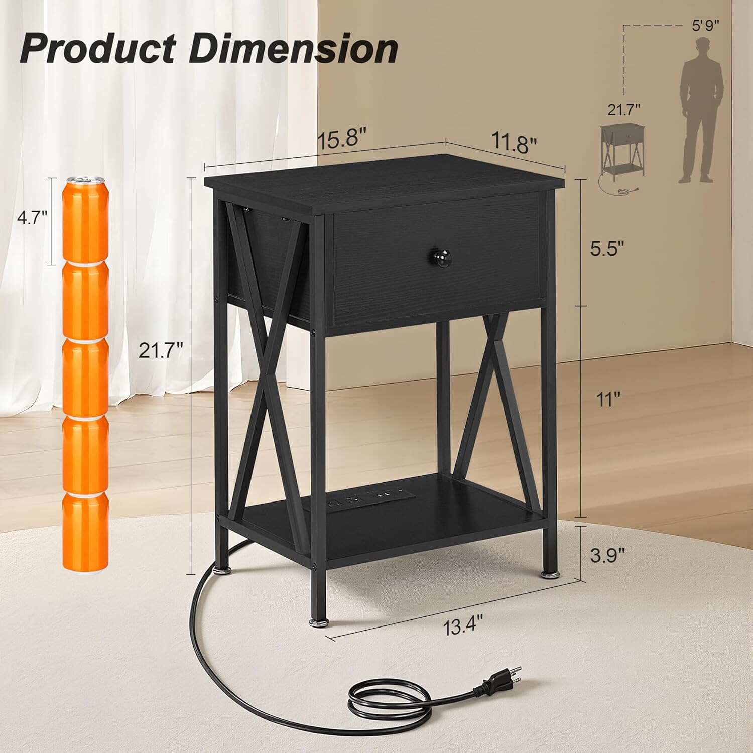 VECELO Nightstand Set of 2