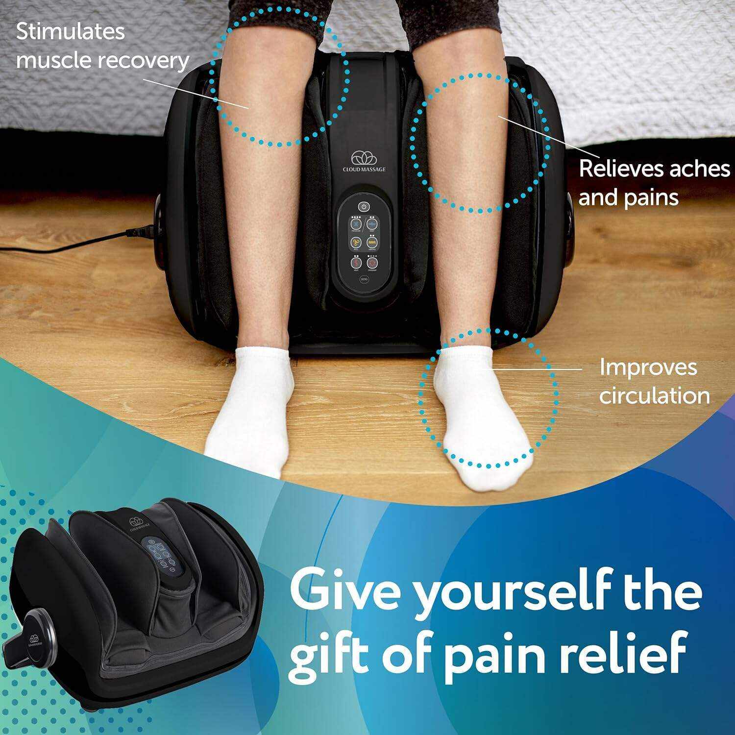 Cloud Massage Shiatsu Foot Massager for Circulation and Pain Relief - Foot Massager Machine for Relaxation, Plantar Fasciitis Relief, Neuropathy, Heat Therapy - FSA/HSA Eligible (White - No Remote)