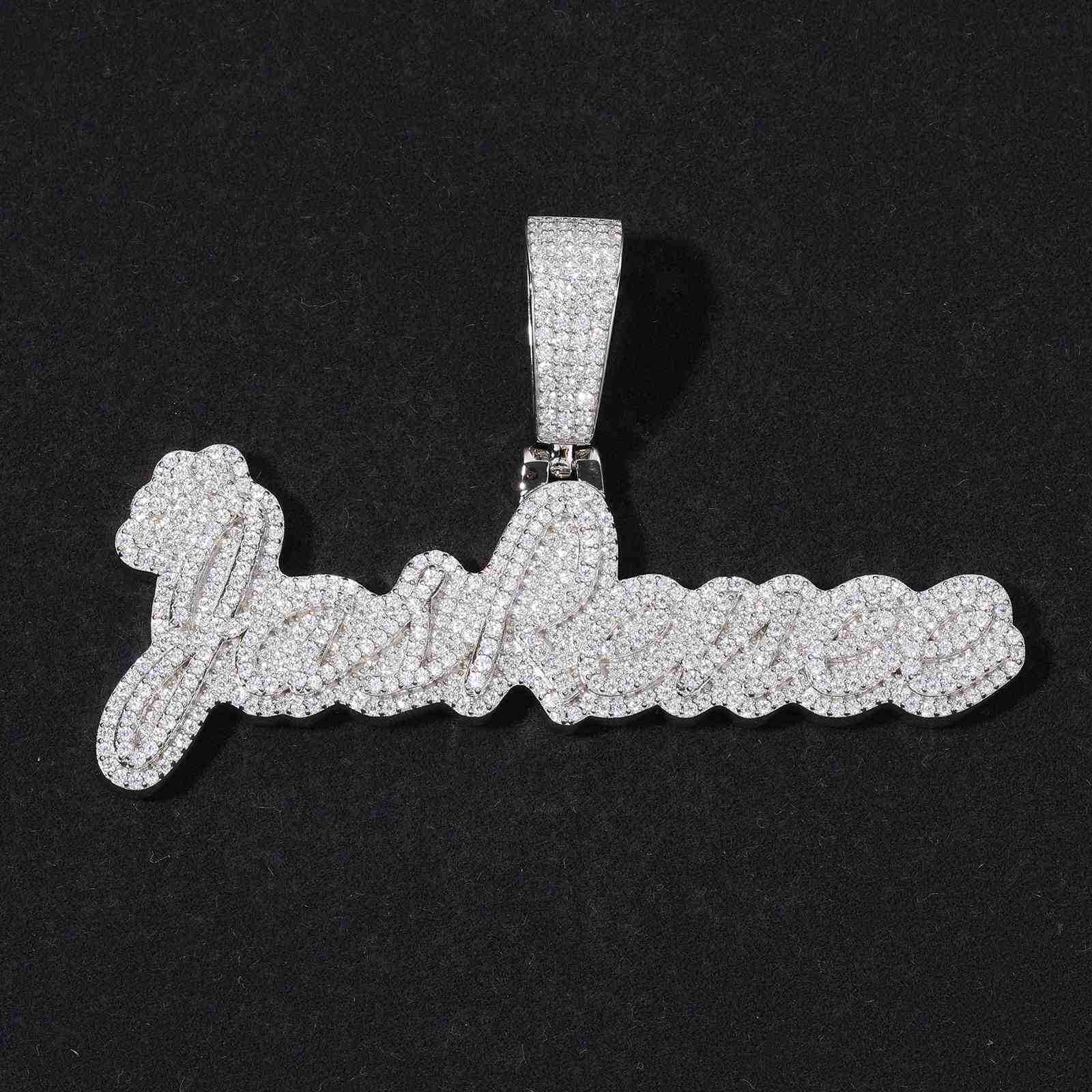 1 Row Cursive Name Pendant With Backplane