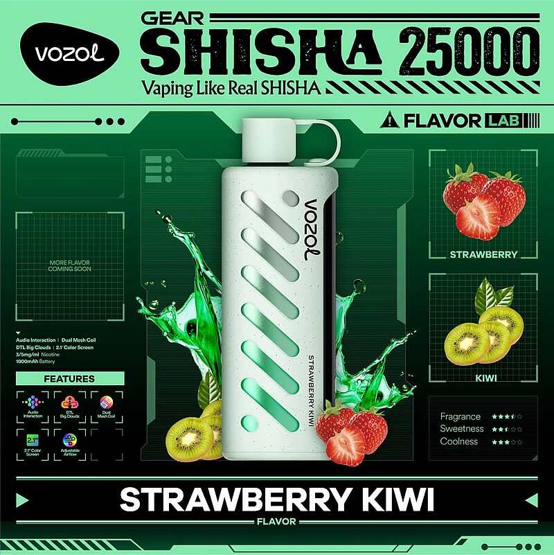 Vozol Gear Shisha 25K Puffs Disposable Vape|Dual Power Mode with Adjustable Airflow