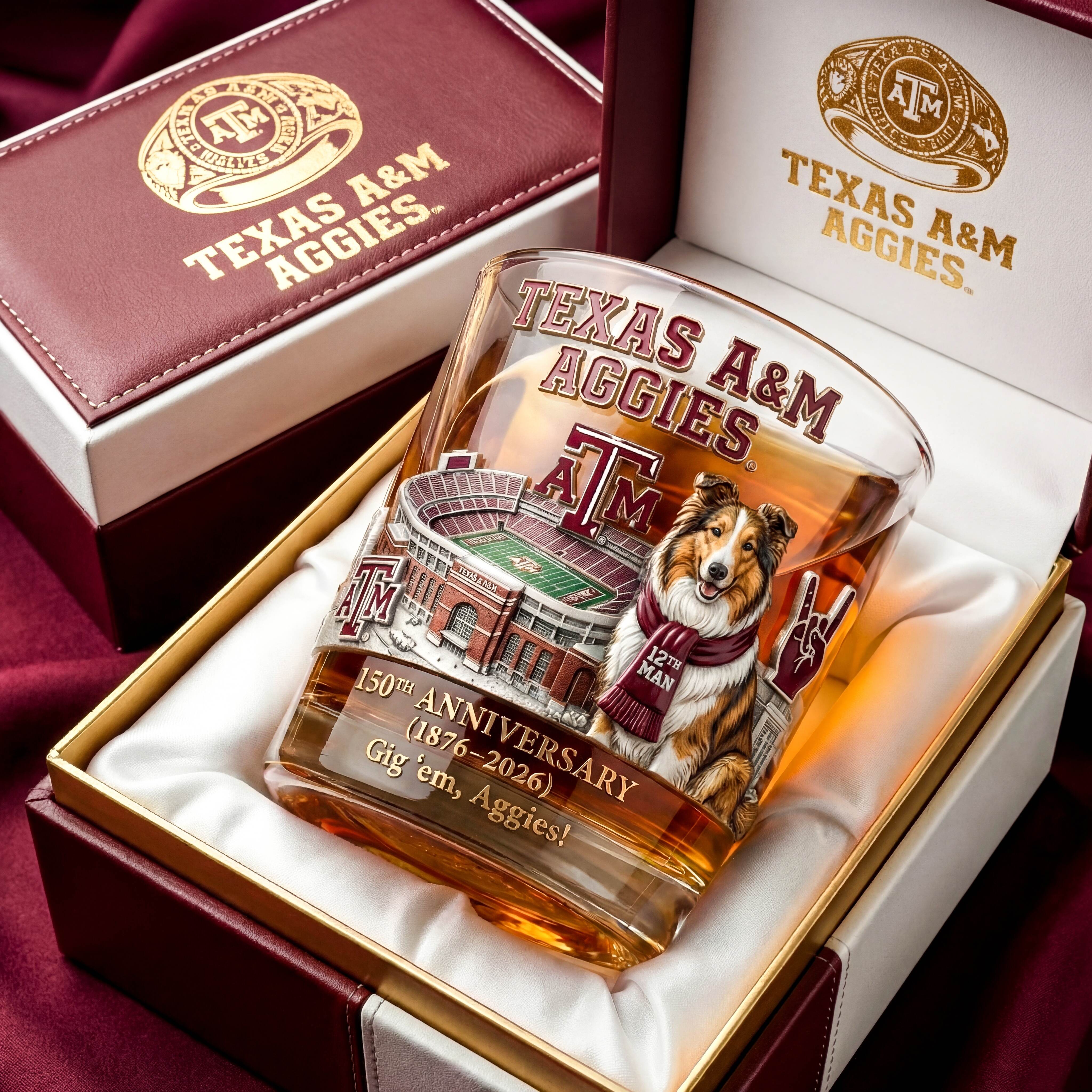 Texas A&M Aggies 150th Anniversary Commemorative Whiskey Glass