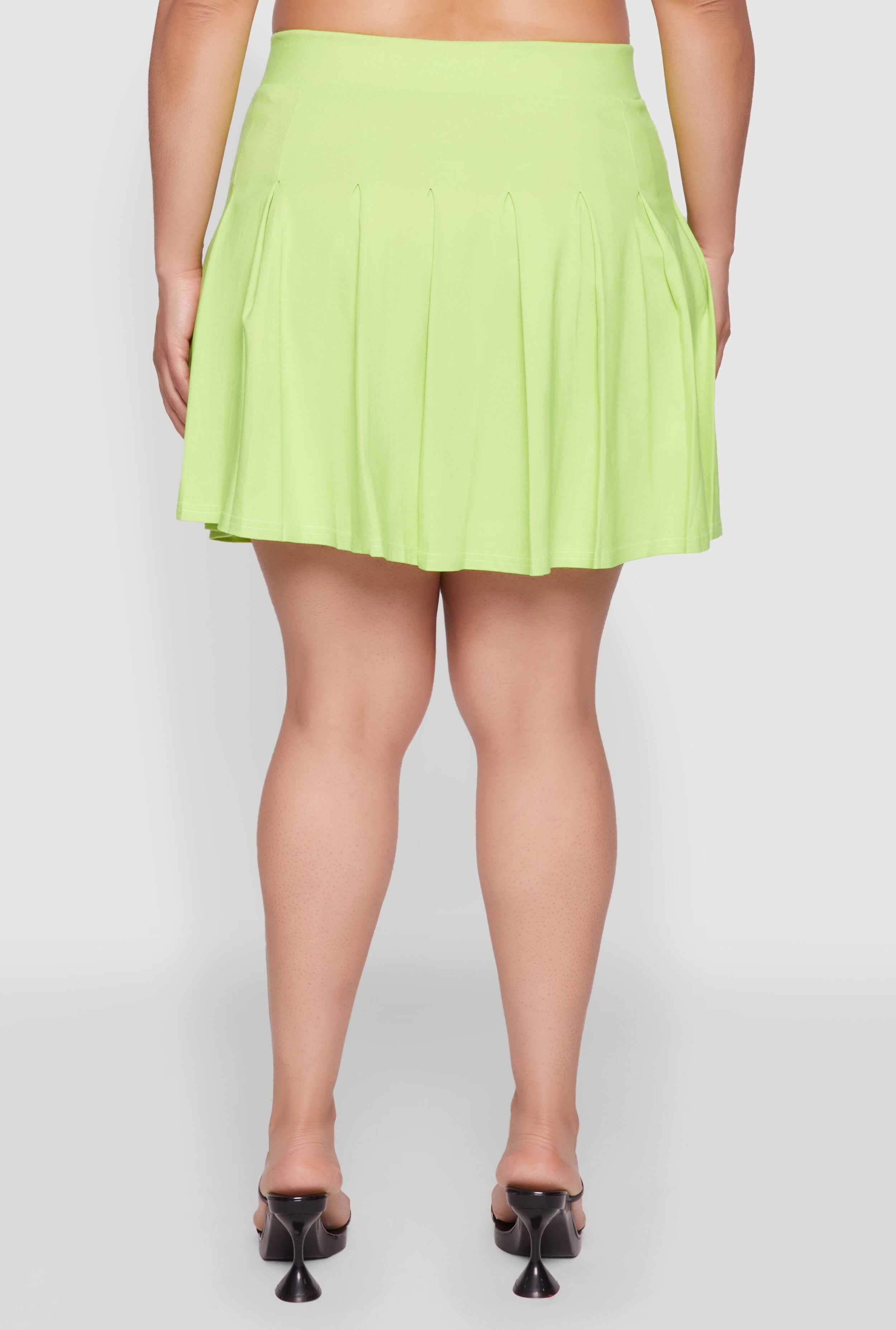 Plus Size Chic High Waisted Mini Pleated Skirt