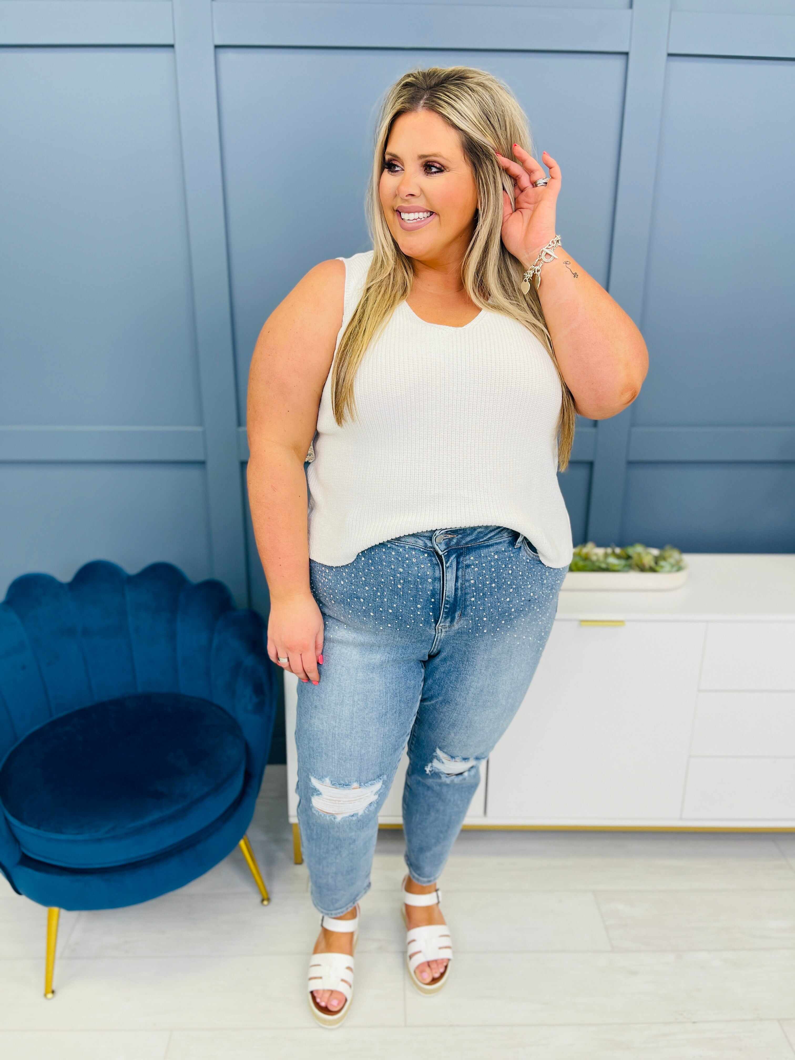 REG/CURVY Shine Bright Like a Diamond Rhinestone Straight Jeans