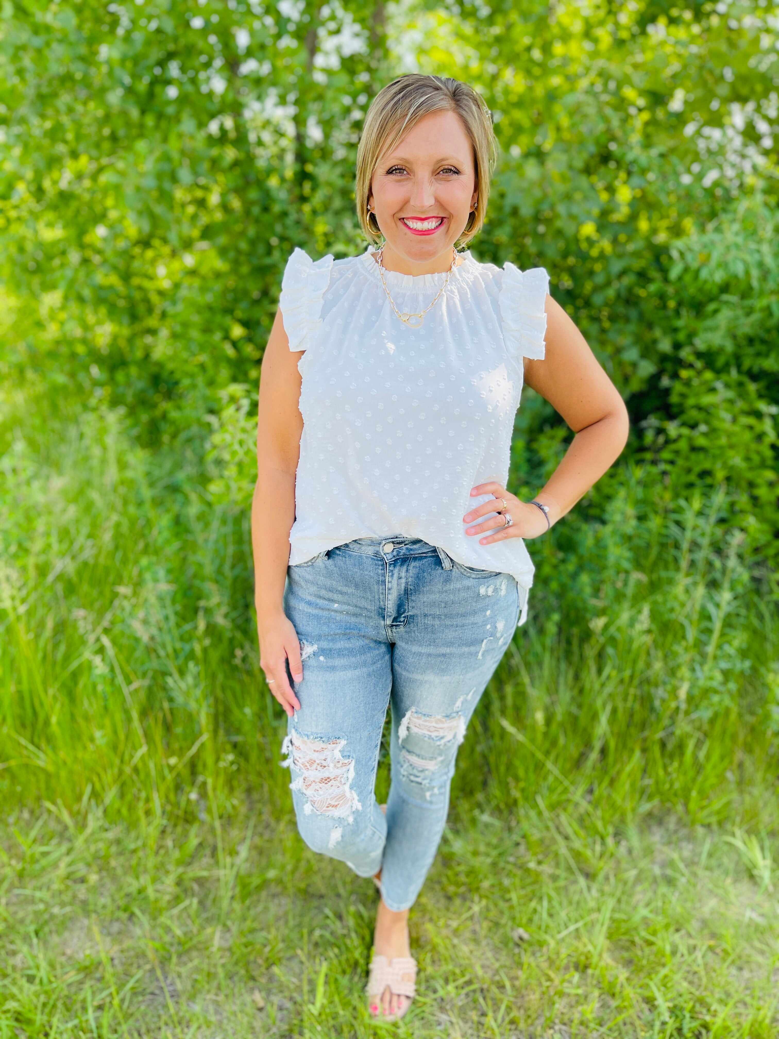 PLUS/REG All Laced Up Lace Patch Skinny Jeans