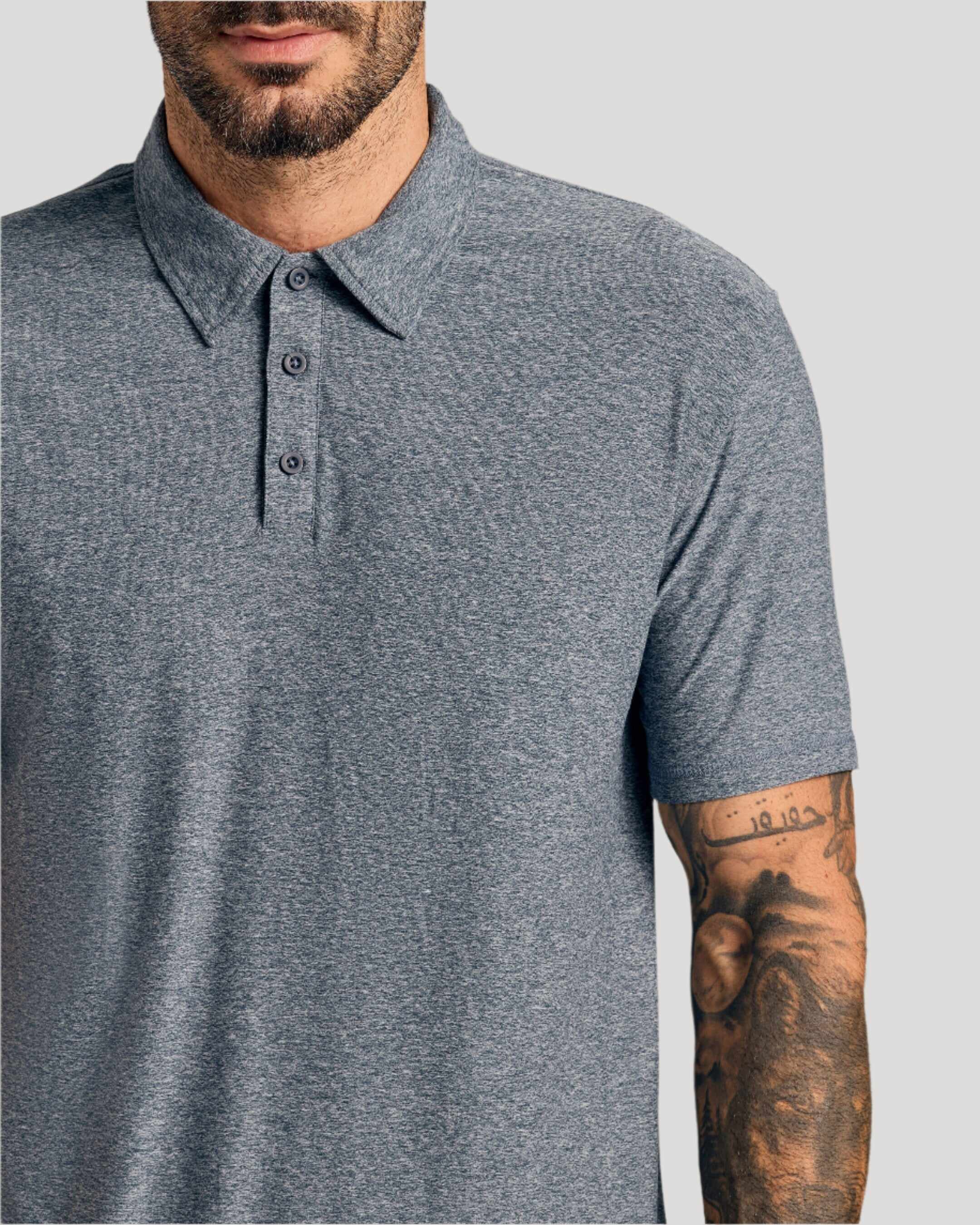 Heather Navy Active Polo 2.0