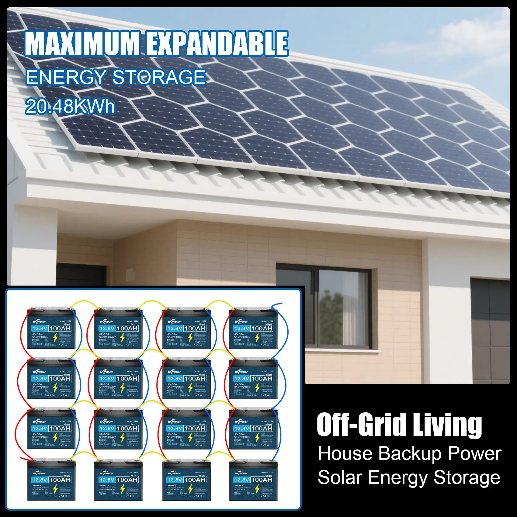 12V 100Ah/120Ah LiFePO4 Battery with Charger, Built-in Smart BMS, 5000+ Cycles Maintenance-Free