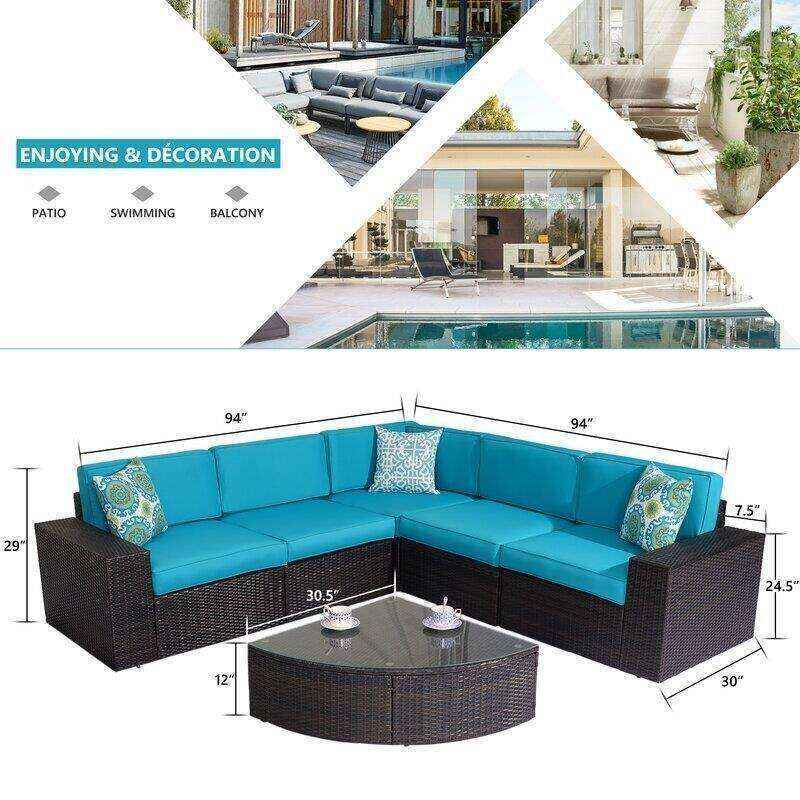 Kerwick Wicker/Rattan 5 - Person Seating Group with Cushions