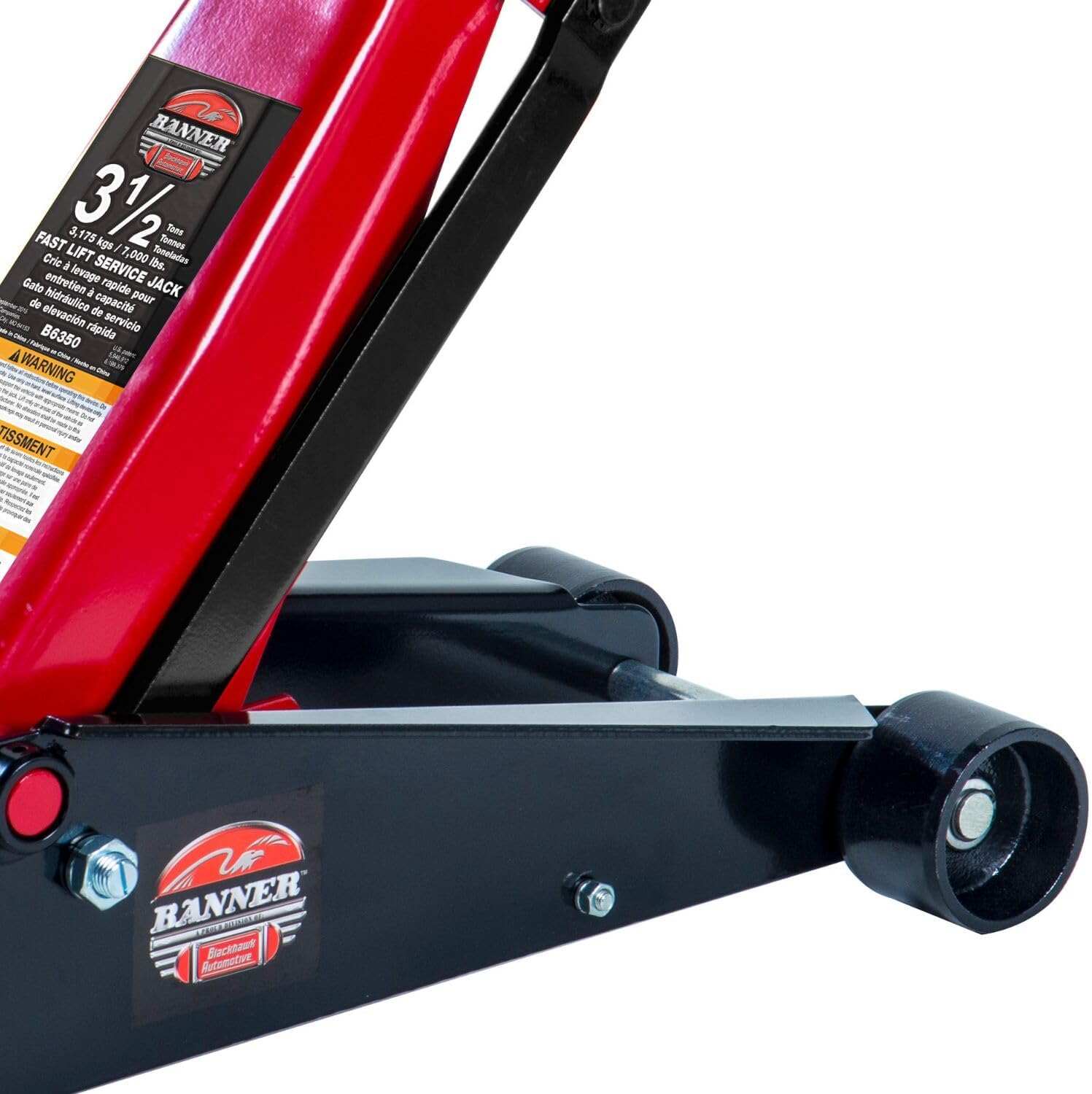 Black/Red Fast Lift Service Jack - 3.5 Ton Capacity, 28 1/2