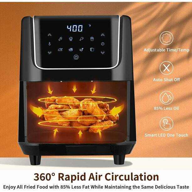 Air Fryer 6.8QT with LED Touch Screen, 8 Presets Auto Shut Off Palla