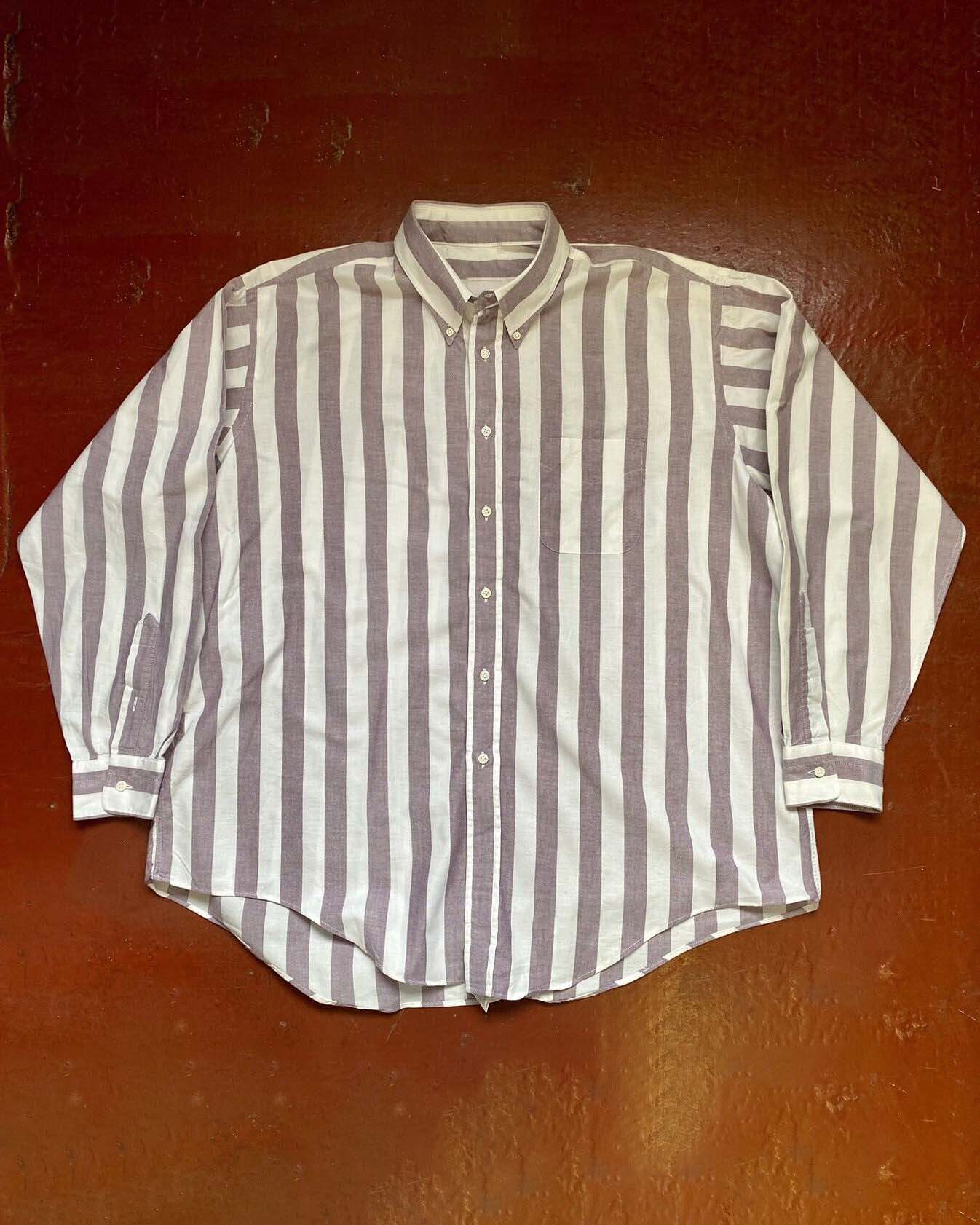 Men's Western Fashion Brown and White Striped Long Sleeve Shirt