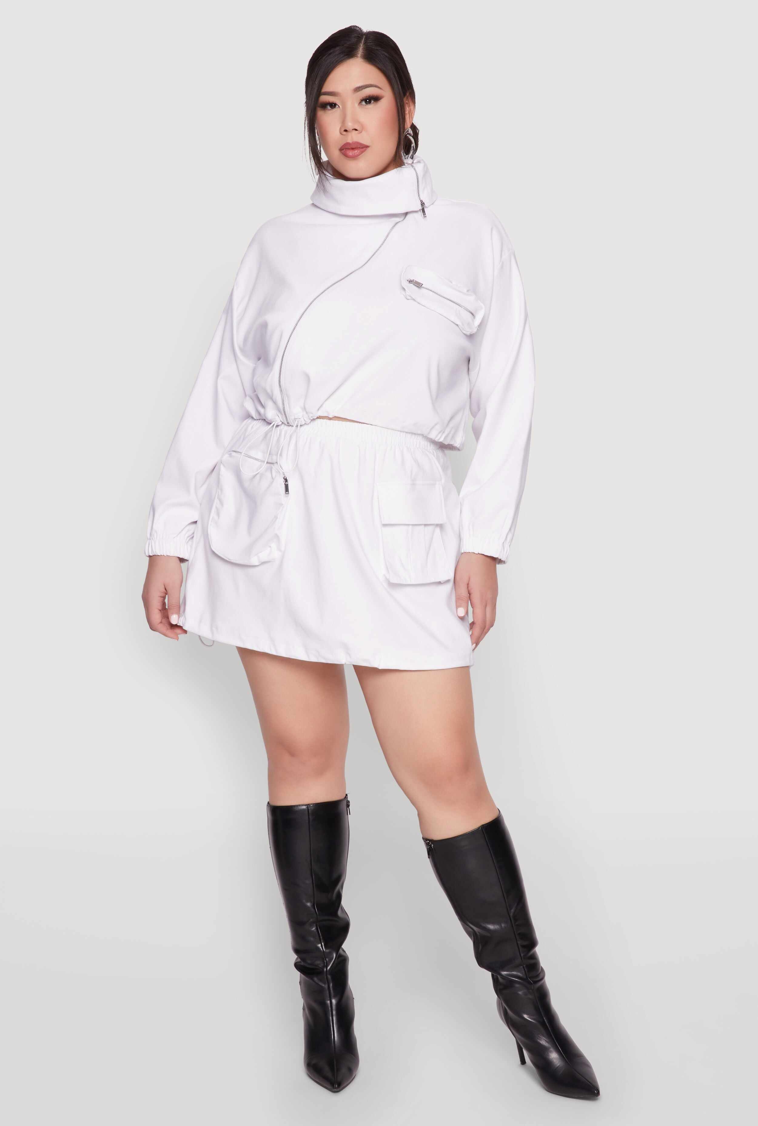 Plus Size Hyperstretch Cargo Pocket Mini Skirt