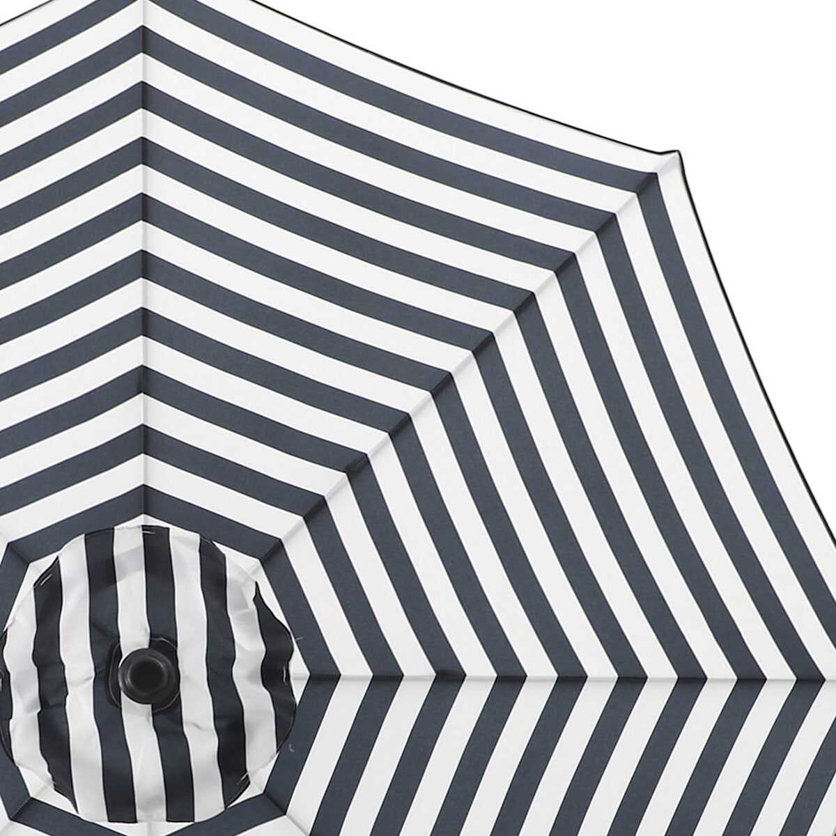 Black Awning Stripe Crank & Tilt Round Patio Umbrella, 9'