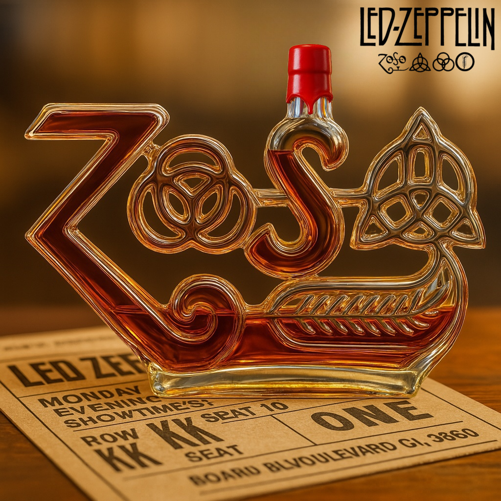 Led Zeppelin Zoso Symbols Whiskey Bottle