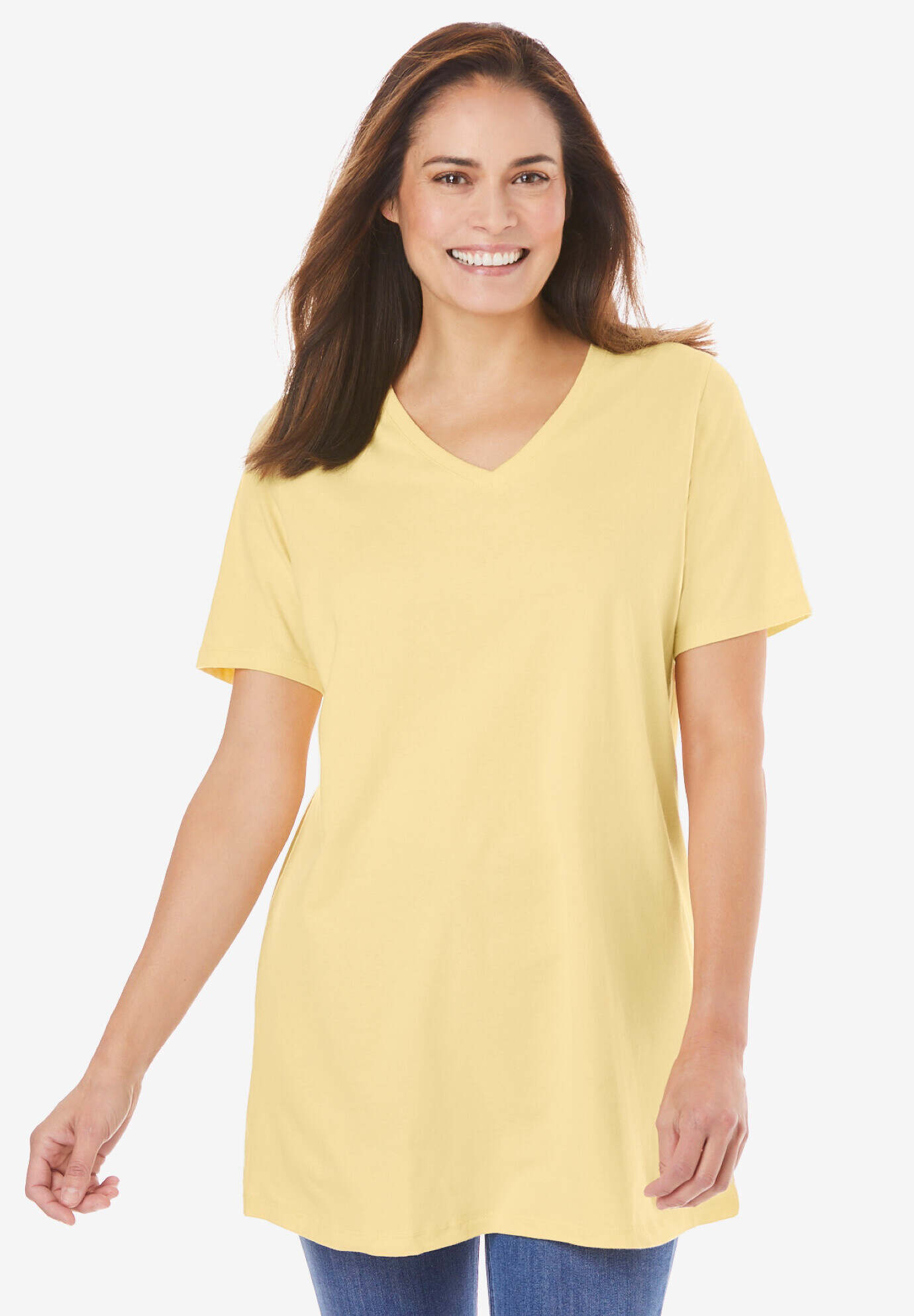 Perfect Short-Sleeve V-Neck Tunic