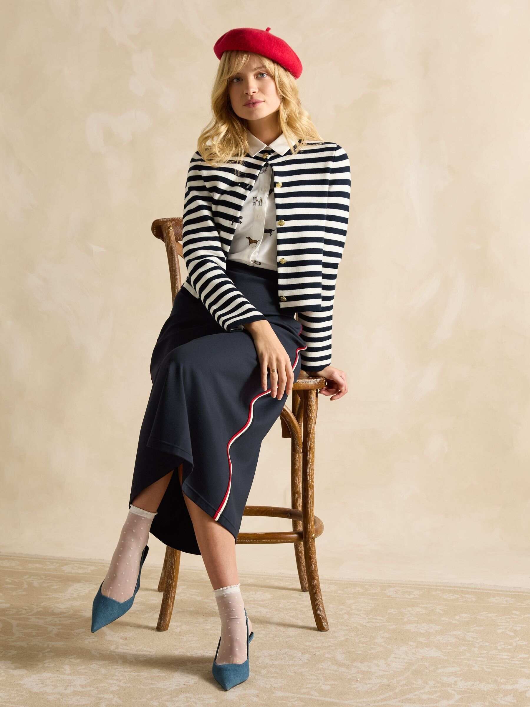Pia Navy Blue Ponte Jersey Skirt