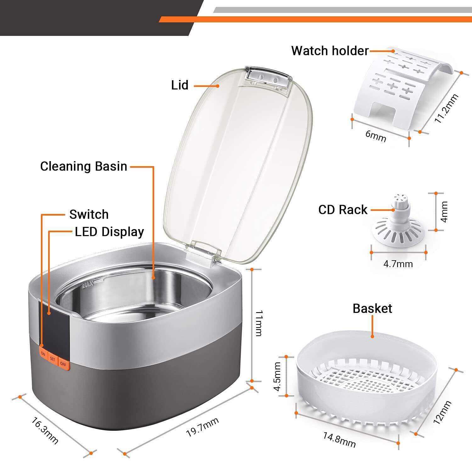 25.4oz Ultrasonic Cleaner MUC03