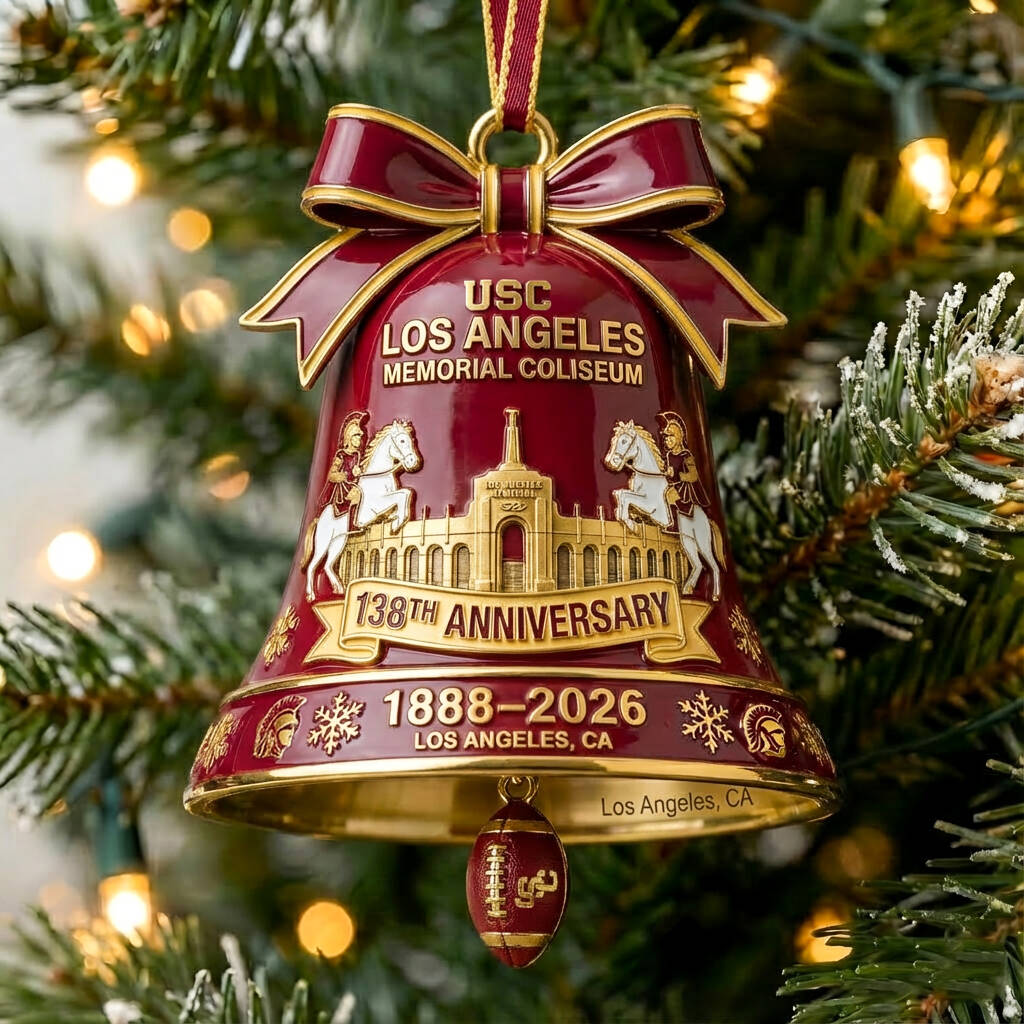 USC Los Angeles Memorial Coliseum 138th Anniversary Bell Ornament
