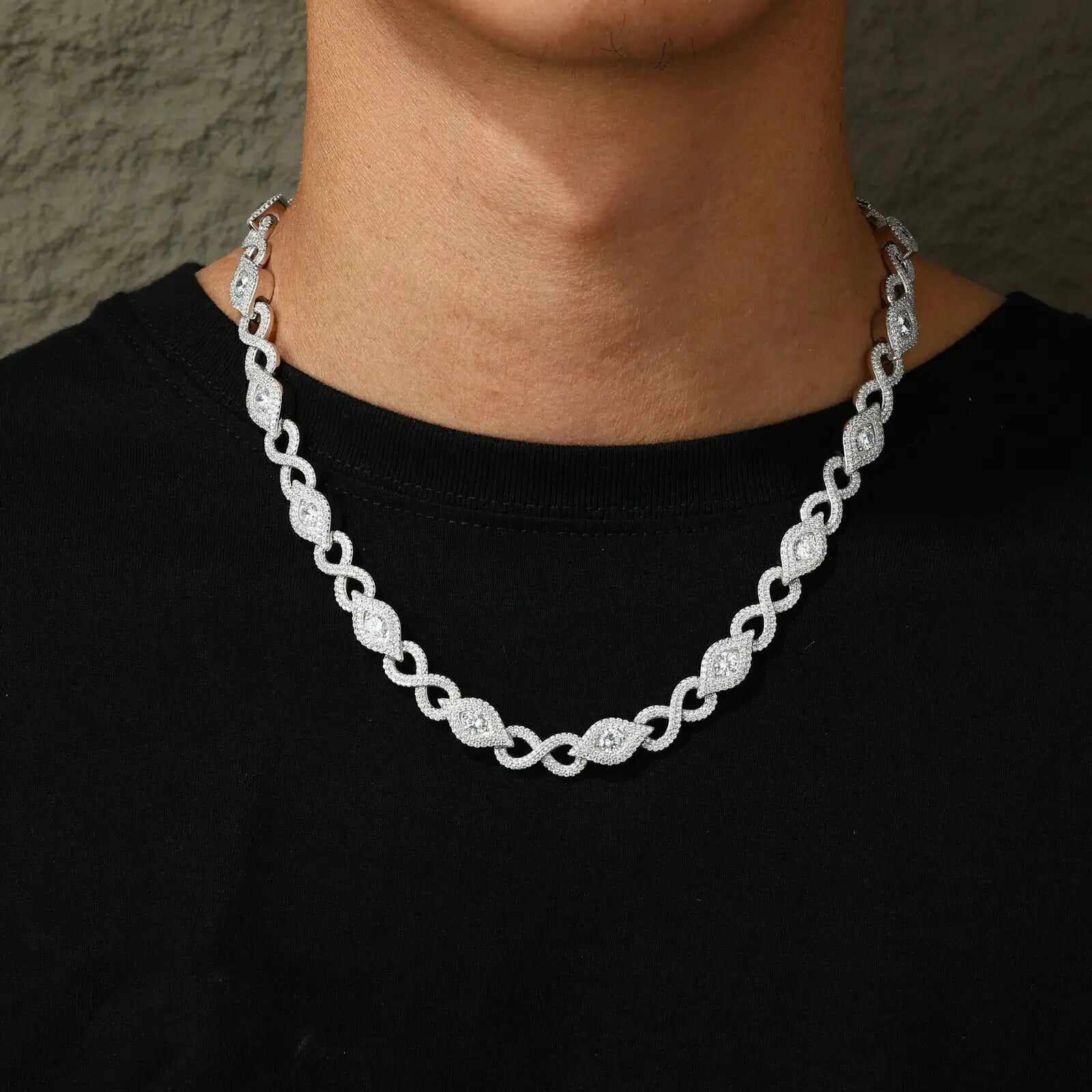 10mm S925 Moissanite Infinity Evil Eye Link Chain