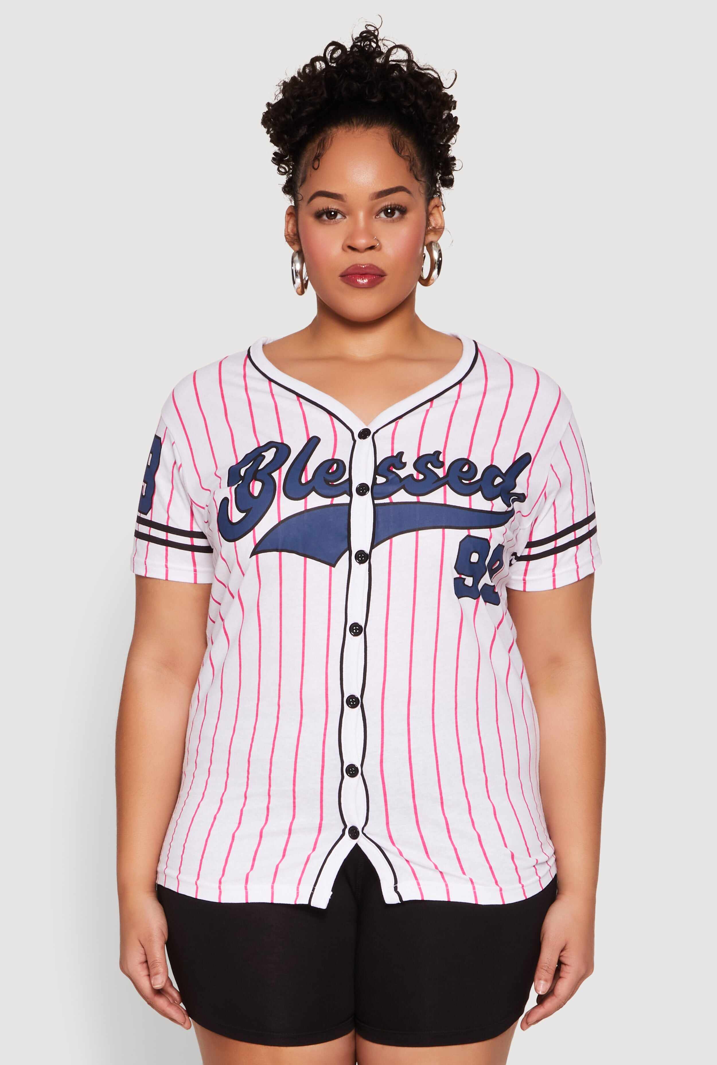 Plus Size Blessed 99 Graphic Baseball Shirt