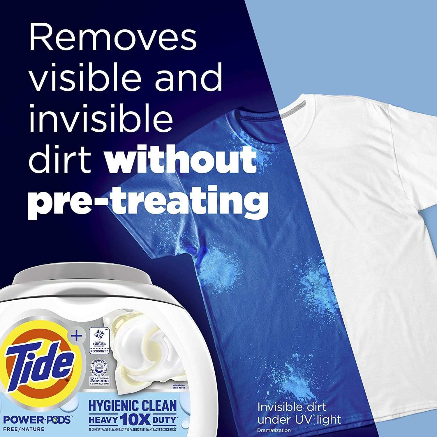 Tide Hygienic Clean Heavy Duty 10x Free Power PODS Laundry Detergent, 63 count, Unscented, For Visible and Invisible Dirt
