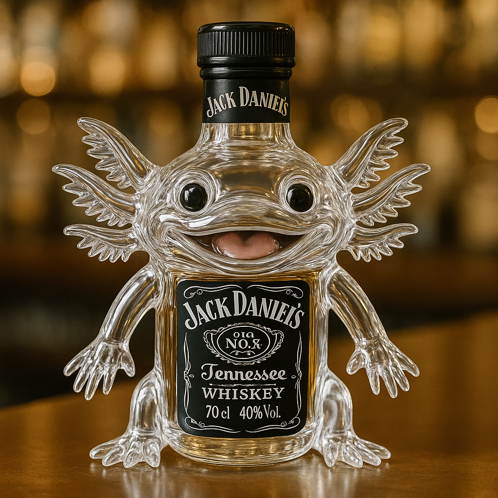 Axolotl Whiskey Bottle-Tiny Friend. Big Feelings. Good Whiskey.