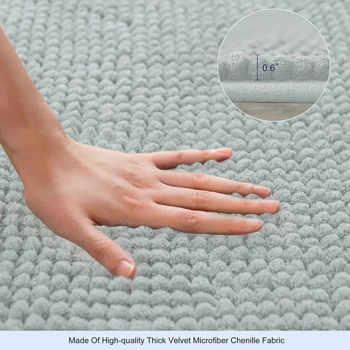 Subrtex Luxury Chenille Bath Rugs Soft Bathroom Mats