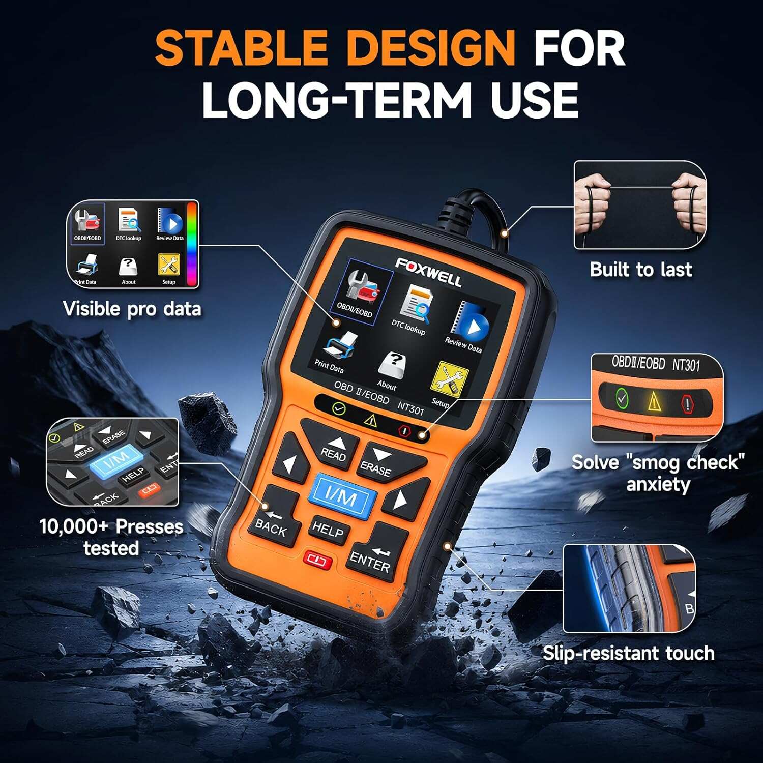 FOXWELL NT301 OBD2 Scanner Live Data Professional Mechanic OBDII Diagnostic Code Reader Tool for Check Engine Light