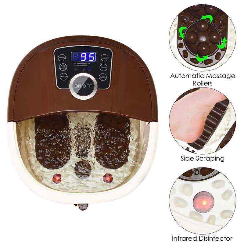 Heated Foot Spa Bath Massager with Bubbles, 16 Pedicure Shiatsu Roller Massage Points, Electric Foot Soaker Tub