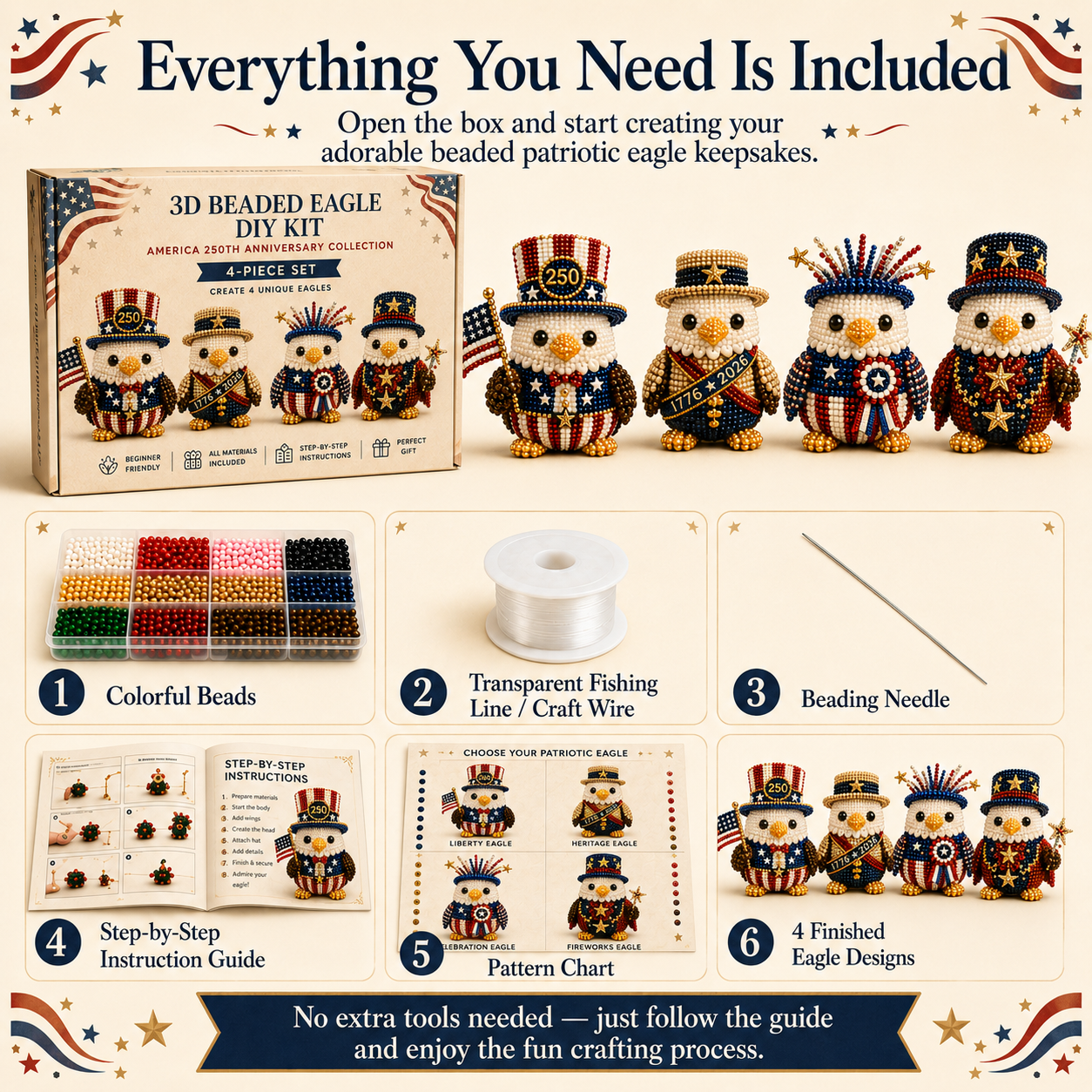 Freedom Wings 250th Anniversary 3D Beaded Eagle DIY Kit