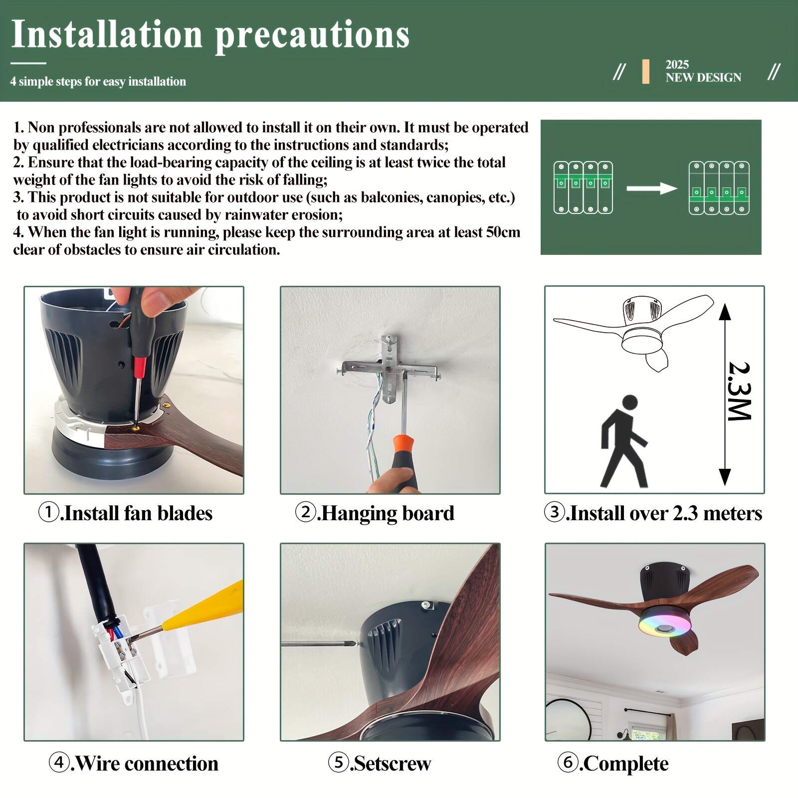 Smart RGB Rainbow Music Rhythm Speaker LED Fan with Light, 3-speed Socket Fan Light, Remote Control Timing, 3 Colors 3000-6500k Dimmable, Suitable for Home, Office, Restaurant, Party